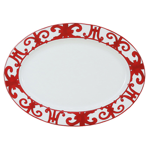 エルメス HERMES プレート オーバル ガダルキヴィール Balcon Du Guadalquivir Oval Plate レッド ホワイト 11027p