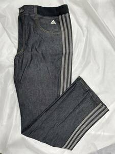 【08】未使用 adidas/アディダス デニム パンツ 3本線入り O・LLサイズ