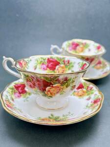 【08】ROYAL ALBERT/ロイヤルアルバート カップ&ソーサー 2客セット オールドカントリーローズ 未使用保管品