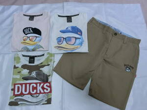 used：DUCK DUDE（ダック デュード）Tシャツ３枚（サイズ）・ハーフパンツ１本（Sサイズ）　計４点セット　