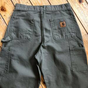 美品 USA古着 Carhartt カーハート ペインターパンツ メンズ W30 L32 ワーク ストリート カジュアル 作業着 カーキ ダック地 P1352