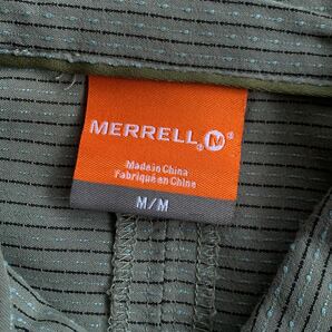 USA古着 メレル MERRELL 半袖シャツ メンズ Mサイズ レーヨン ストライプ モスグリーン カジュアル アウトドア 登山 アメリカ仕入 T2429の画像4