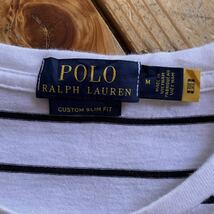 USA古着 POLO ポロ ラルフローレン 半袖ボーダーカットソー メンズ Mサイズ ワンポイント 横縞 スリムフィット アメカジ Tシャツ T2451_画像4