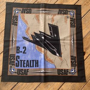 送料無料 Vintage B-2 USFA バンダナ ハンカチ アメリカ仕入れ 空軍 小物 お洒落 レジャー ステルス 爆略爆撃機 雑貨 ヴィンテージ A0868