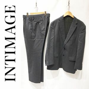 メンズ INTIMAGE インティメージ AOKI スーツ セットアップジャケット 総裏地 パンツ ワンタックストライプダークグレー AB7 LL相当