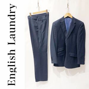 メンズ English Laundry イングリッシュランドリー スーツ セットアップ ジャケット 総裏地 2B パンツ ストライプ ネイビー 紺 36S-29W