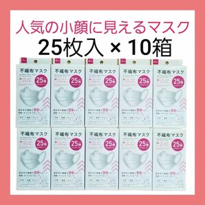 ☆ダイソー☆人気の小顔に見える不織布マスク☆25枚 × 10箱☆箱発送☆匿名配送