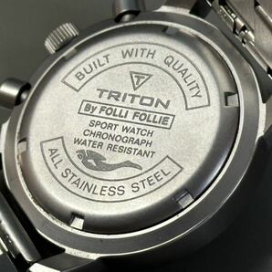 1円〜◇TRITON クロノグラフ FOLLI FOLLIE フォリフォリ SPORT WATCH クォーツ メンズ腕時計 稼働品 の画像9