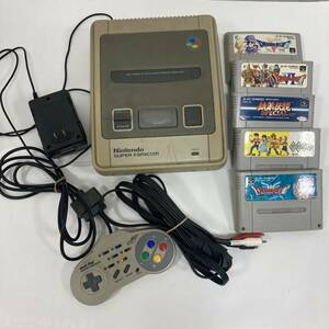 #11242【本体通電確認済】スーパーファミコン本体・コントローラー1個・ ソフト5本セット　ドラクエ　餓狼伝説　DRAGONQUEST