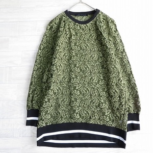 ザラ ZARA◆総シアーレース ラグラン袖 ミドル丈 プルオーバー トップス size M