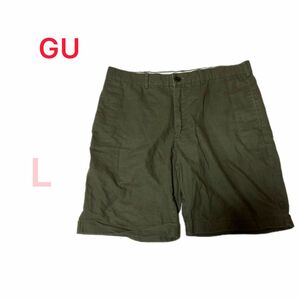 GU ジーユー ショートパンツ 麻54% グリーン Lサイズ