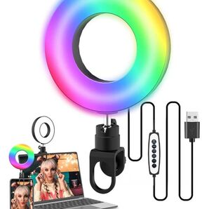 LEDリングライト クリップ式 USB自撮りライト ライト LEDリングライト高輝度 3色モード 10段階調光