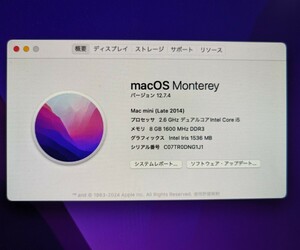 Mac mini 2014 Corei5 8GB SSD240GB Apple Monterey