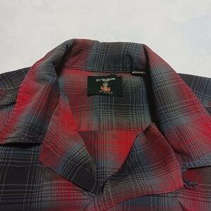60S～ オープンカラーコットンシャツ 黒/赤 Sir William ビンテージ vintage 60年代 長袖シャツ オンブレ オープンカラーの画像2