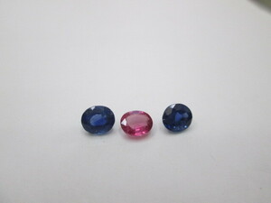 お得！税込価格 高品質 天然ルビー 天然ブルーサファイア ルース 3pcs 1.519ct 宅急便送料１１０円　 　