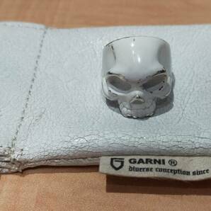 GARNI STERLING スカル リング 32.2g ホワイト 18号 塗装剥げ有 保存袋有 中古品 63172の画像1