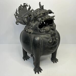 中国古美術 明時代 古銅獅子香炉 銅製 香炉 唐物 香道具 茶道具 置物 中国美術 獅子香炉 古銅 獅子 中国古玩 古物保 の画像3