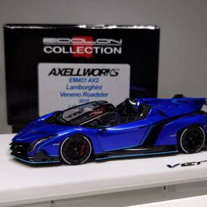 AXELLWORKS特注メイクアップ/アイドロン 1/43 Lamborghini Veneno Roadster Lobellia Blue Pearl Limited 33 pcs.の画像1