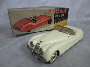 J1 当時物 米澤玩具 三陽工業 ジャガー スポーツカー クリーム色 Jaguar sports car オープンカー ブリキ 日本製 自動車 ヨネザワ