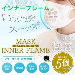 マスク 息苦しくない インナーフレーム 快適サポート ５個入り ホワイト