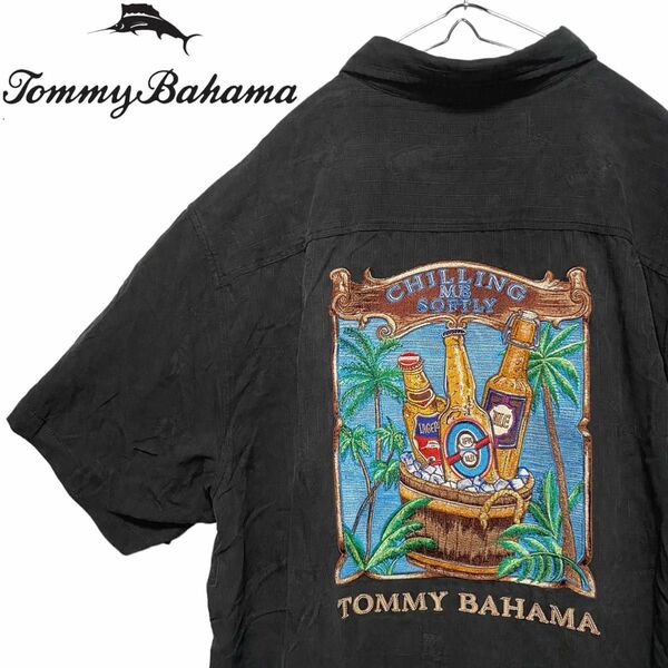 Tommy Bahama トミーバハマ ジャガード織 バック刺繍 シルク100%