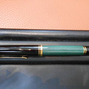 24822 中古品 Pelikan ペリカン SOUVERAN スーベレーン 万年筆 ペン先 14C-585 F グリーンストライプ 刻印 筆記用具 文房具の画像1