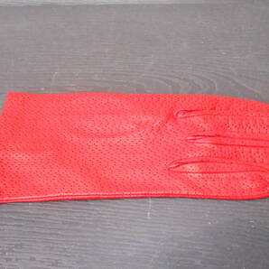 25061 譲渡品 イタリア製 レザー手袋 赤色 MADE IN ITALY レディース 全長：約22cm 最大幅：約9cm 新品・未使用の画像8