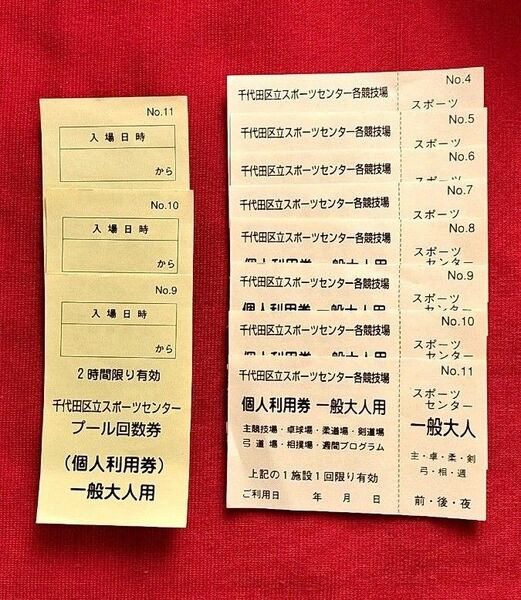 千代田区立スポーツセンター 個人利用券 プール回数券 トレーニングルーム 送料無料 匿名配送