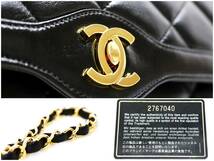 1円 極美品 希少 CHANEL マトラッセ ラムスキン シャネル ダブルフラップ ダブルチェーン G金具 ショルダー バッグ シリアル シール カード_画像9