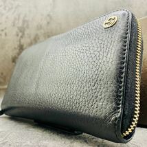 未使用級/近代モデル GUCCI グッチ 長財布 インターロッキング レザー シボ革 GG ラウンドファスナー メンズ ビジネス ソーホー ブラック _画像1