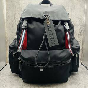 現行 定価25万 美品 BALLY バリー リュック バックパック CREW メンズ ビジネス トレスポ ブラック レザー ナイロン PC 大容量 ロゴ 黒の画像2