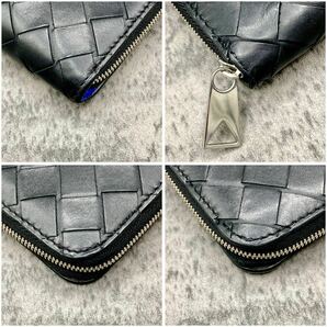 未使用級/現行 RFID搭載 BOTTEGA VENETA ボッテガヴェネタ 長財布 マキシイントレチャート バイカラー ラウンド メンズ ビジネス ブラックの画像7