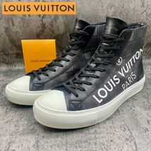 未使用級/現行/付属品有 ルイヴィトン LOUIS VUITTON スニーカー タトゥーライン 25.5〜26cm 靴 メンズ ハイカット ブラック_画像1