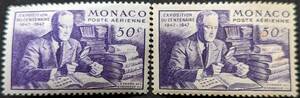 [ foreign stamp ] Monaco 1947 year 05 month 09 day issue air mail - international stamp exhibition - New York . America stamp 100 anniversary commemoration unused 