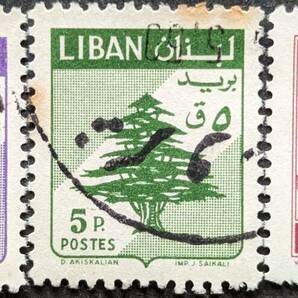 【外国切手】 レバノン 1958年12月01日 発行 レバノンの杉、兵士と旗 ダグラスDC-6B 消印付きの画像1