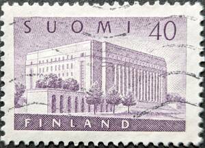 【外国切手】 フィンランド 1956年11月03日 発行 ヘルシンキの国会議事堂 消印付き