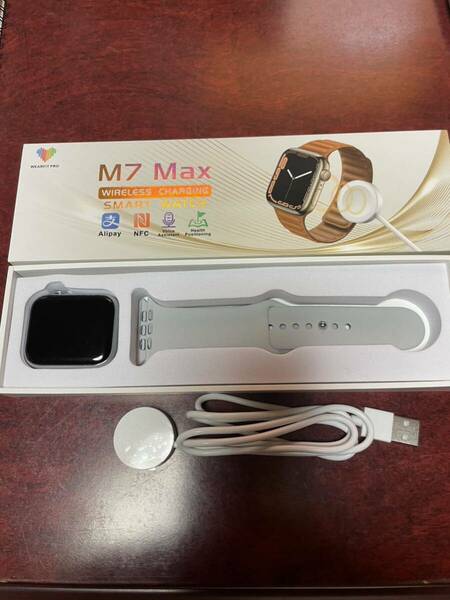 M7 MAX ステンレスモデル1.9インチ大画面シルバースマートウォッチ