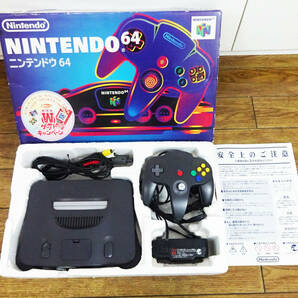 ◆ Nintendo64 ニンテンドー64 本体 【 動作確認済 】任天堂 / 元箱 コントローラー 電源コード 赤白黄色コード ◆の画像1