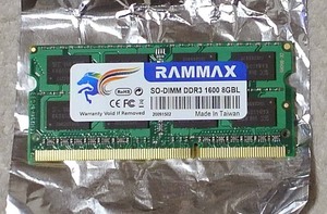 RAMAXEL (サムスンチップ）SO-DIMM DDR3 1600 8GBL 1枚 