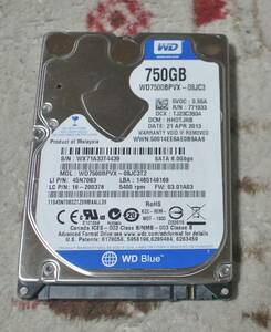 WestrtnDigital WD7500BPVX 2.5インチ 750GB HDD　1台 