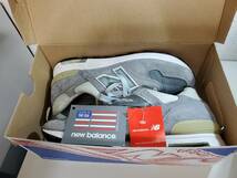 ★ジャンク　New Balance M1400SB Made in USA US5 26.5cm スティールブルー アメリカ USA製 グレー スウェード NB スニーカー 箱付★_画像1