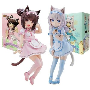 ネコぱら ショコラ＆バニラ 2体セット フィギュア メイドver 可愛い 18cm 箱有り