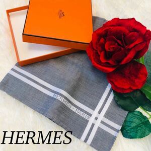 HERMES エルメス レディース メンズ 女性 男性 男女兼用 ハンカチ ブランドハンカチ シンプル グレー 新品 未使用 新品未使用 46.5×46.5cm