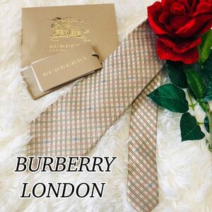 BURBERRY LONDON バーバリー ロンドン メンズ 男性 紳士 ネクタイ ブランドネクタイ 総柄 ホースロゴ ベージュ ビジネス 結婚式 剣先 9.5cm