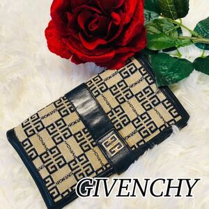 GIVENCHY ジバンシィ レディース 女性 財布 長財布 ブランド財布 ロゴ ロゴ総柄 ネイビー 紺色 紺 ベージュ 上品 大人 お洒落 ハイセンス