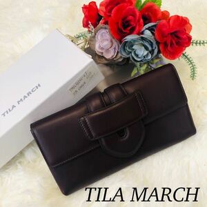 TILAMARCH ティラマーチ レディース 女性 財布 長財布 札入れ 大きい留め具 シンプル ブラウン 茶 茶色 新品未使用 新品 未使用