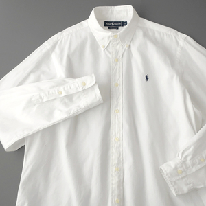 ラルフローレン コットンツイルシャツ ボタンダウン ポニー刺繍 ホワイト(XL)