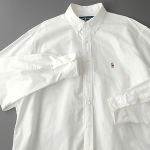 ラルフローレン オックスフォードシャツ リラックスフィット ホワイト 17(XL)　ポニー刺繍