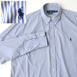 ラルフローレン ロンドンストライプ サマーツイルシャツ ポニー刺繍 ブルー(XXL)