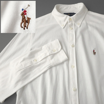 ラルフローレン KNIT OXFORD 鹿の子シャツ ボタンダウン カラーポニー刺繍 ホワイト(XL)_画像1